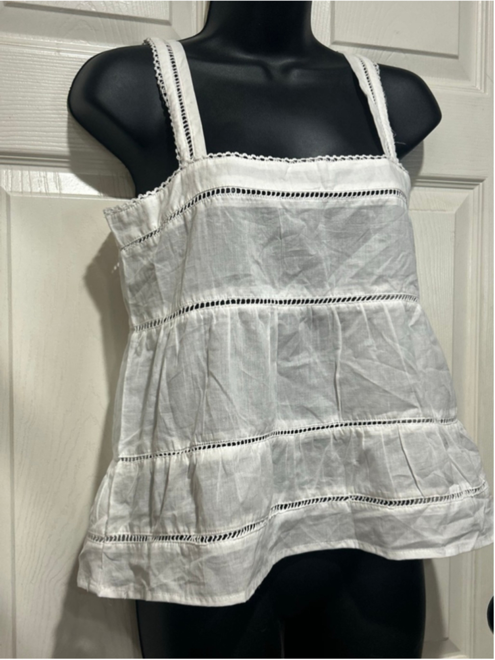 Women's ISA & ELLA White Tiered Tank Top S